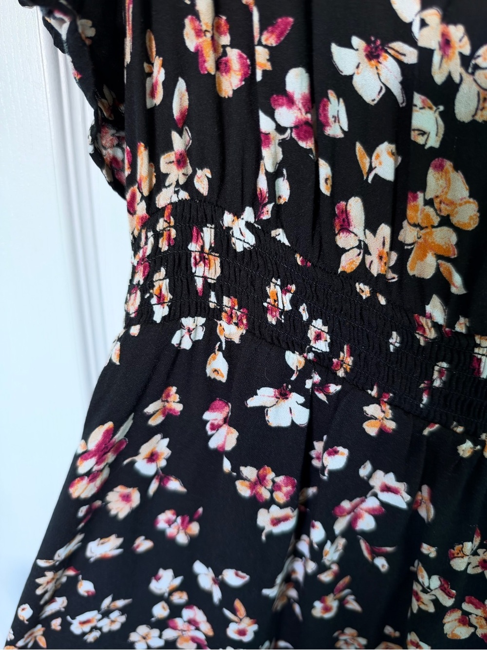 Penningtons Black Floral Midi Dress with Pink and Cream Blooms - Picture 5 of 10